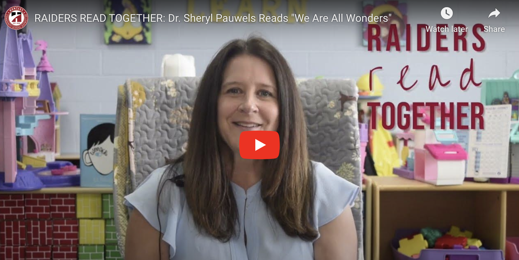 Dr. Sheryl Pauwels reads "We Are All Wonders"