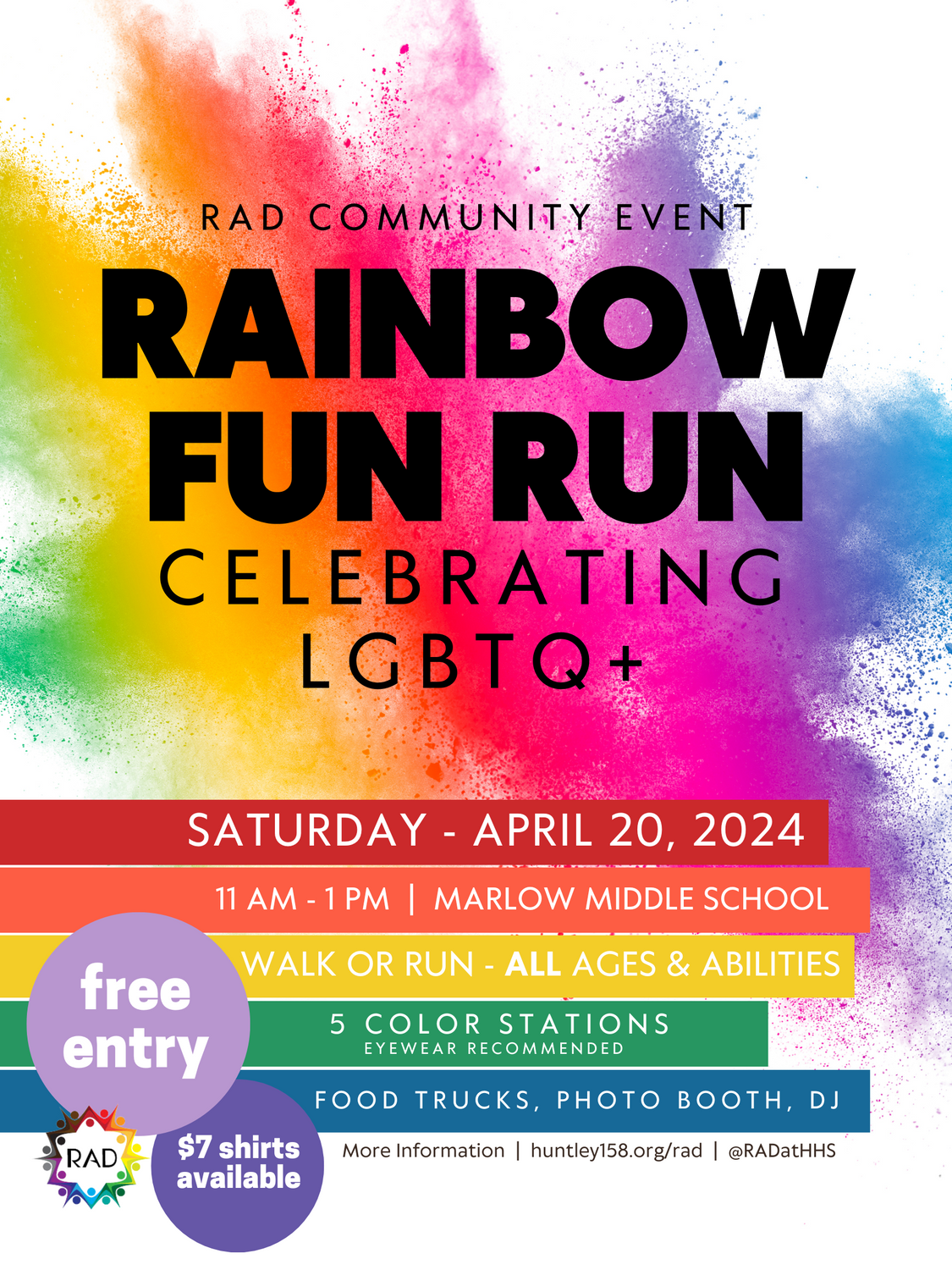 RAD Rainbow Fun Run flyer